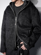 Dark Minimalist Mohair Oversized Loose Wool Cardigan Jacket