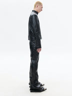 AVANT-GARDE DECONSTRUCTED SLIM-FIT CROPPED MULTI-ZIP LEATHER JACKET