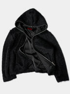 Dark Minimalist Mohair Oversized Loose Wool Cardigan Jacket