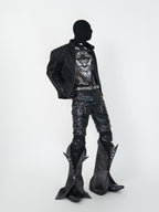 HEAVYWEIGHT PUNKSTYLE PU LEATHER SKINNY PANTS WITH DETACHABLE SLEEVES