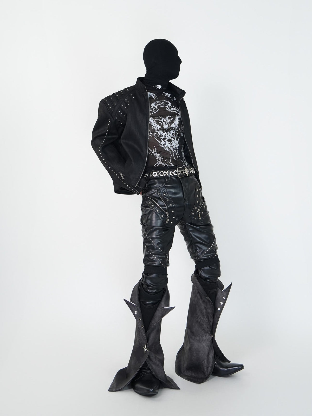 HEAVYWEIGHT PUNKSTYLE PU LEATHER SKINNY PANTS WITH DETACHABLE SLEEVES