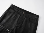 IRREGULAR STRUCTURE WAXED FLARED PANTS