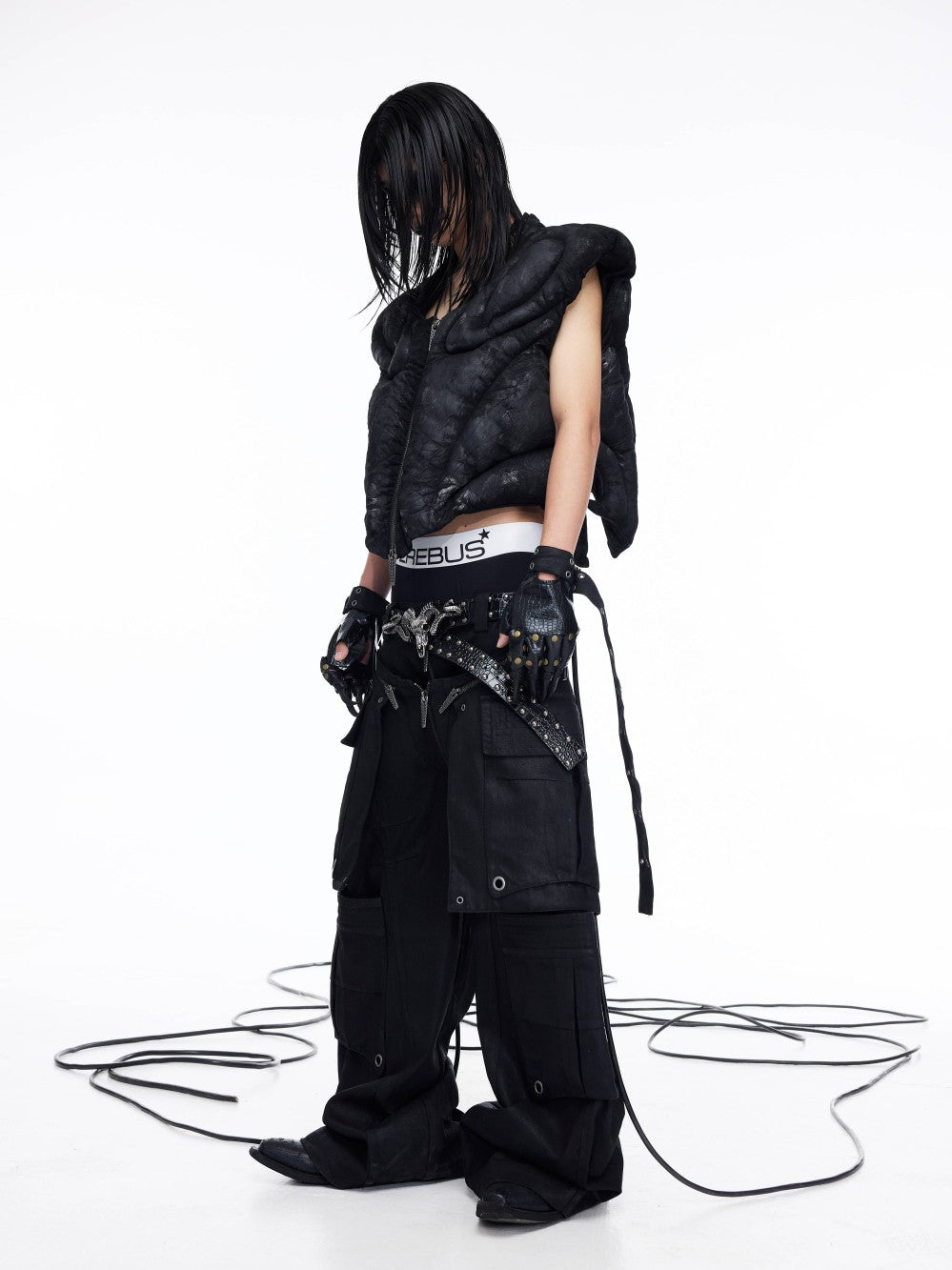 DARK RTPS 26AW METALLIC COATED ARMOR PANELLED 3D CROPPED VEST