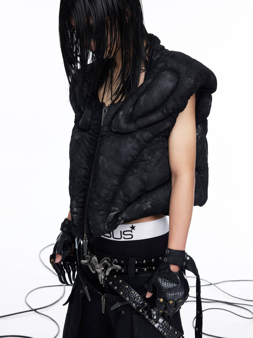 DARK RTPS 26AW METALLIC COATED ARMOR PANELLED 3D CROPPED VEST