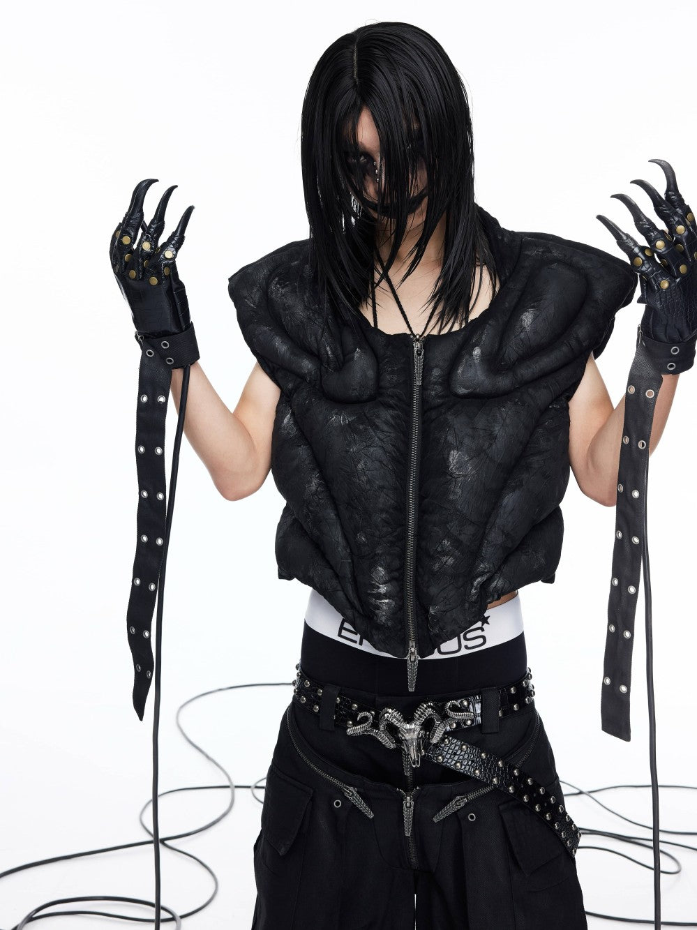 DARK RTPS 26AW METALLIC COATED ARMOR PANELLED 3D CROPPED VEST