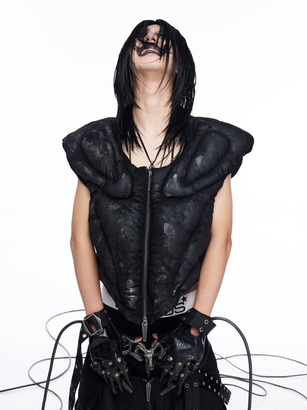 DARK RTPS 26AW METALLIC COATED ARMOR PANELLED 3D CROPPED VEST