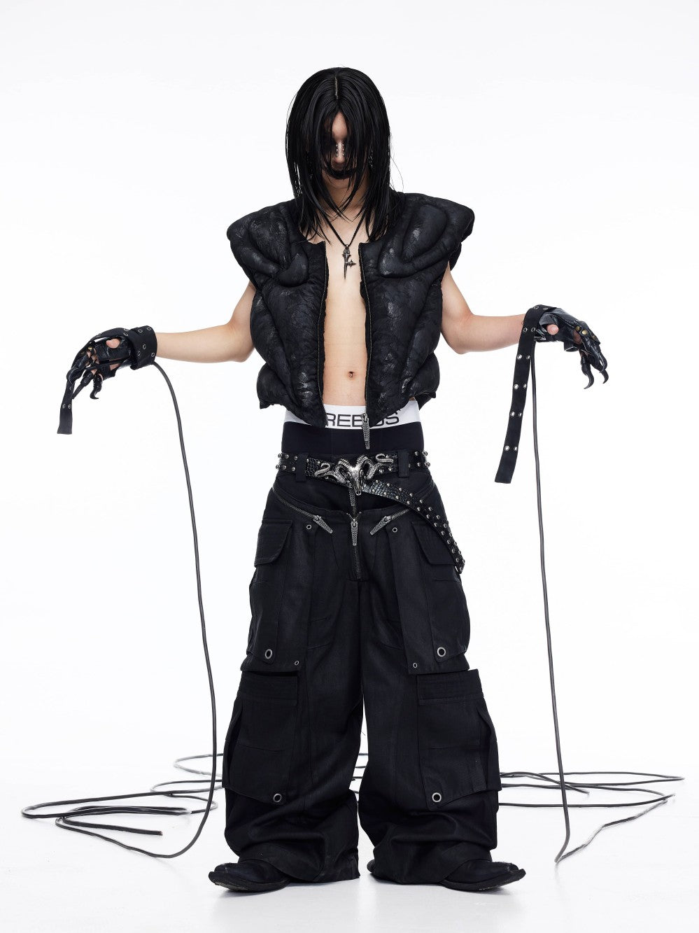 DARK RTPS 26AW METALLIC COATED ARMOR PANELLED 3D CROPPED VEST