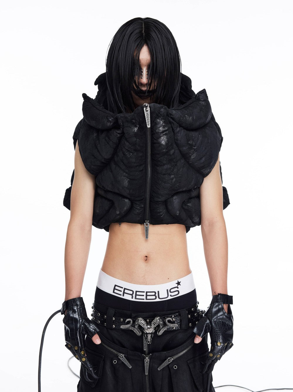 DARK RTPS 26AW METALLIC COATED ARMOR PANELLED 3D CROPPED VEST