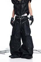 DARKRTPTS DOUBLE-WAIST DETACHABLE SKIRT WAXED HEAVY-DUTY DENIM JEANS