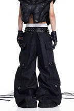 DARKRTPTS DOUBLE-WAIST DETACHABLE SKIRT WAXED HEAVY-DUTY DENIM JEANS