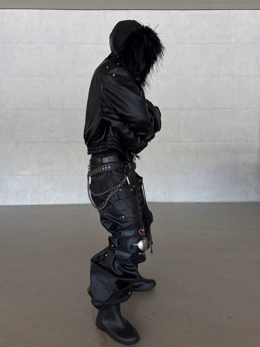 DARKPTPTS NICHE WAXED RIVET STRAIGHT LEG JEANS