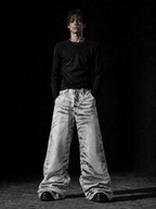 3D PRINTED WHITE TIGER WAXED JEANS