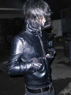 DARKPTPTS VINTAGE DARK CRACKED CROPPED PU LEATHER BIKER JACKET
