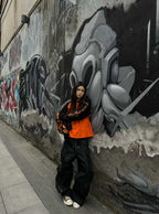 DARKPTPTS MULTI-POCKET WAXED NICHE FLOOR-LENGTH CARGO PANTS
