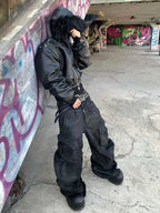 DARKPTPTS  ARMOR DETACHABLE FUR COLLAR THICKENED NICHE JACKET