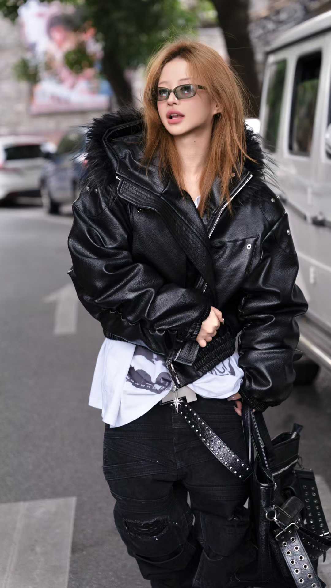 DARKPTPTS  ARMOR DETACHABLE FUR COLLAR THICKENED NICHE JACKET