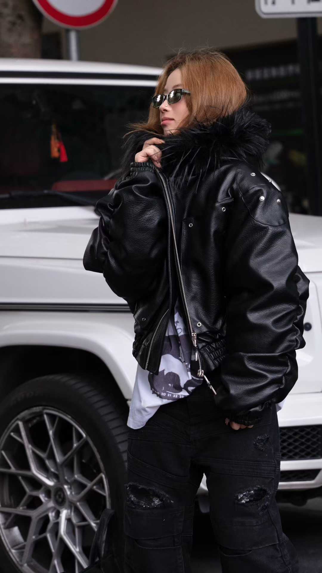 DARKPTPTS  ARMOR DETACHABLE FUR COLLAR THICKENED NICHE JACKET