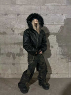DARKPTPTS  ARMOR DETACHABLE FUR COLLAR THICKENED NICHE JACKET