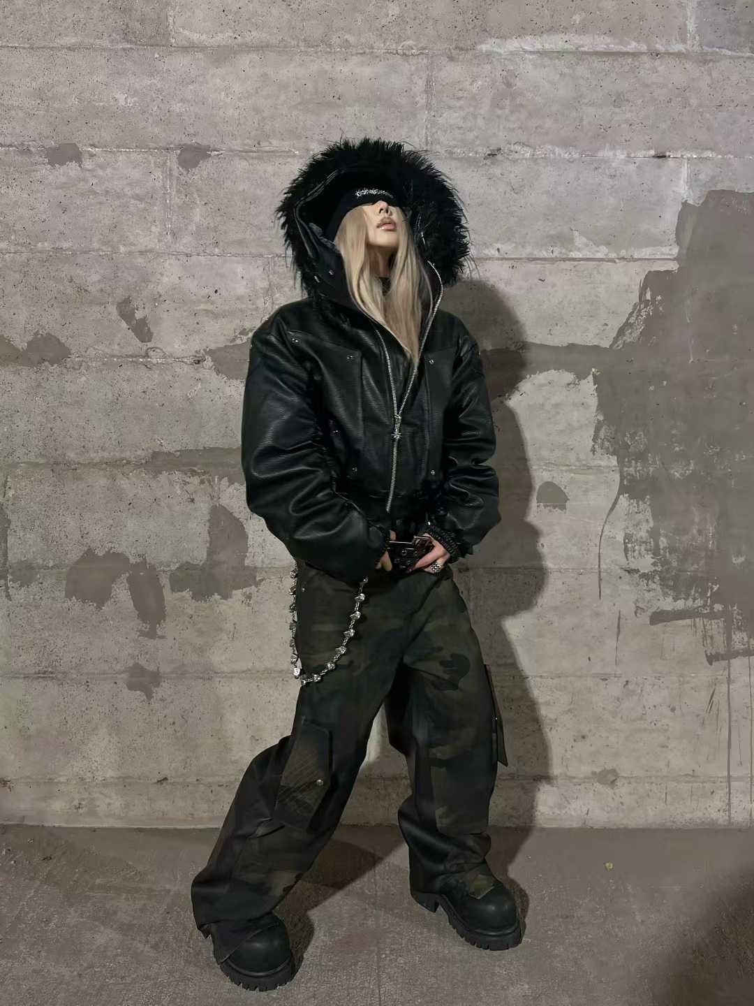 DARKPTPTS  ARMOR DETACHABLE FUR COLLAR THICKENED NICHE JACKET