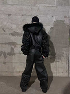 DARKPTPTS  ARMOR DETACHABLE FUR COLLAR THICKENED NICHE JACKET