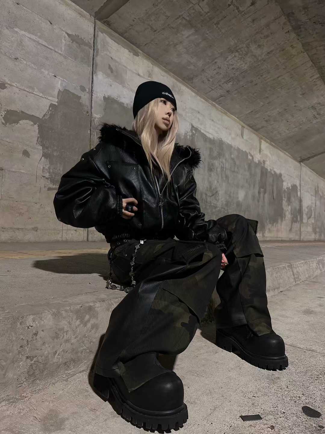 DARKPTPTS  ARMOR DETACHABLE FUR COLLAR THICKENED NICHE JACKET
