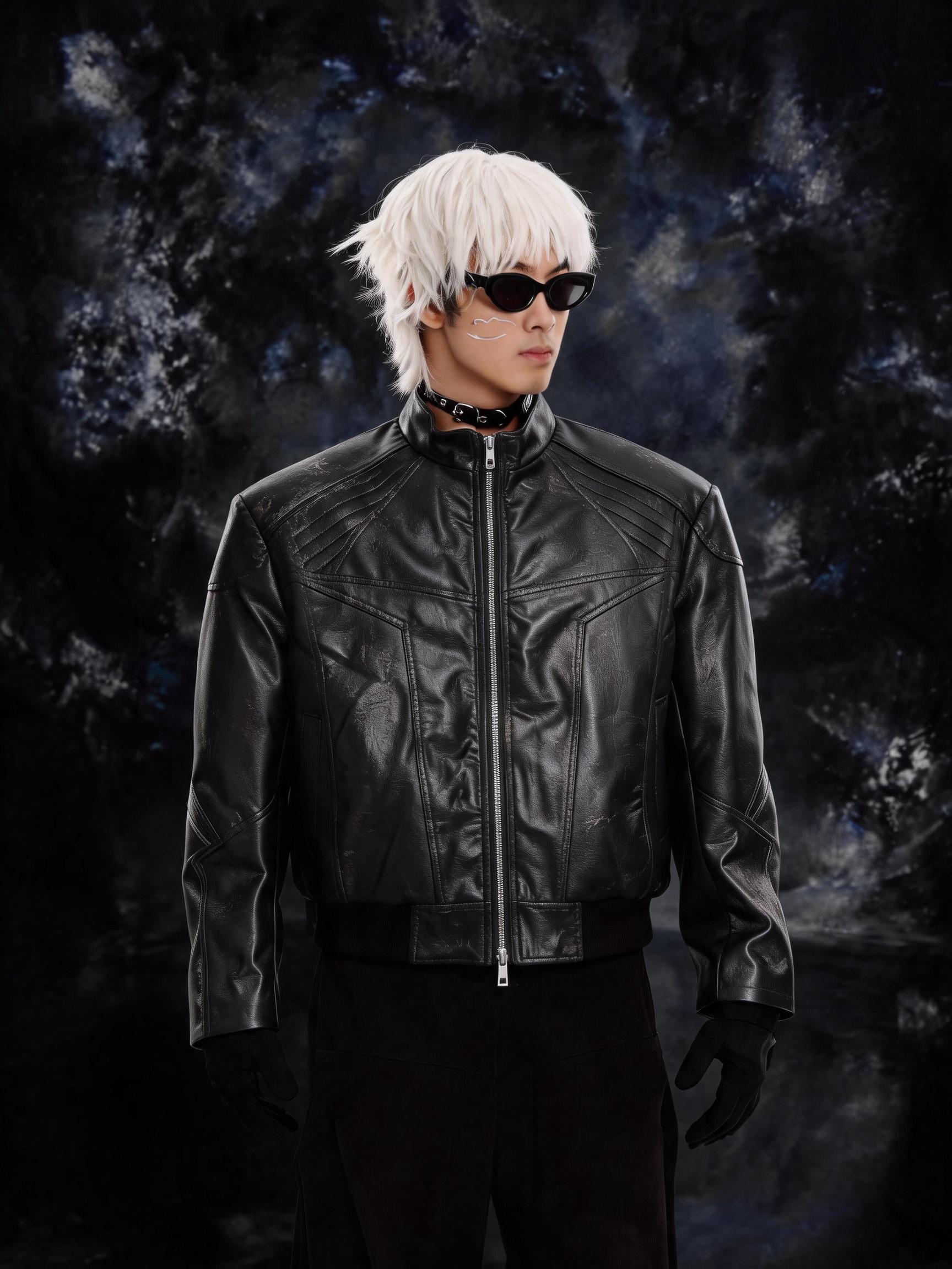 SILVER METAL BONE NICHE OVERSIZED LEATHER JACKET Secondary image