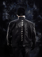 SILVER METAL BONE NICHE OVERSIZED LEATHER JACKET