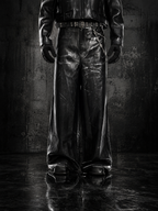 MEN'S BIKER STYLE GRADIENT CROPPED PUNK LEATHER JACKET SET