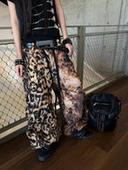 DARKPTPTS LEOPARD OVER PRINT DRAWSTRING LOOSE STRAIGHT HEAVY WEIGHT PANTS