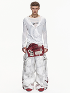 VINTAGE DETACHABLE STRAP EMBROIDERED PATCH CARGO PANTS