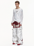 VINTAGE DETACHABLE STRAP EMBROIDERED PATCH CARGO PANTS