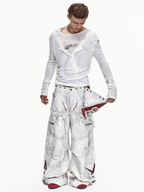 VINTAGE DETACHABLE STRAP EMBROIDERED PATCH CARGO PANTS