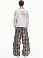 DETACHABLE WAIST SASH WEB TAG PLAID CARGO PANTS