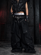 DARKRTPTS DOUBLE-WAIST DETACHABLE SKIRT WAXED HEAVY-DUTY DENIM JEANS