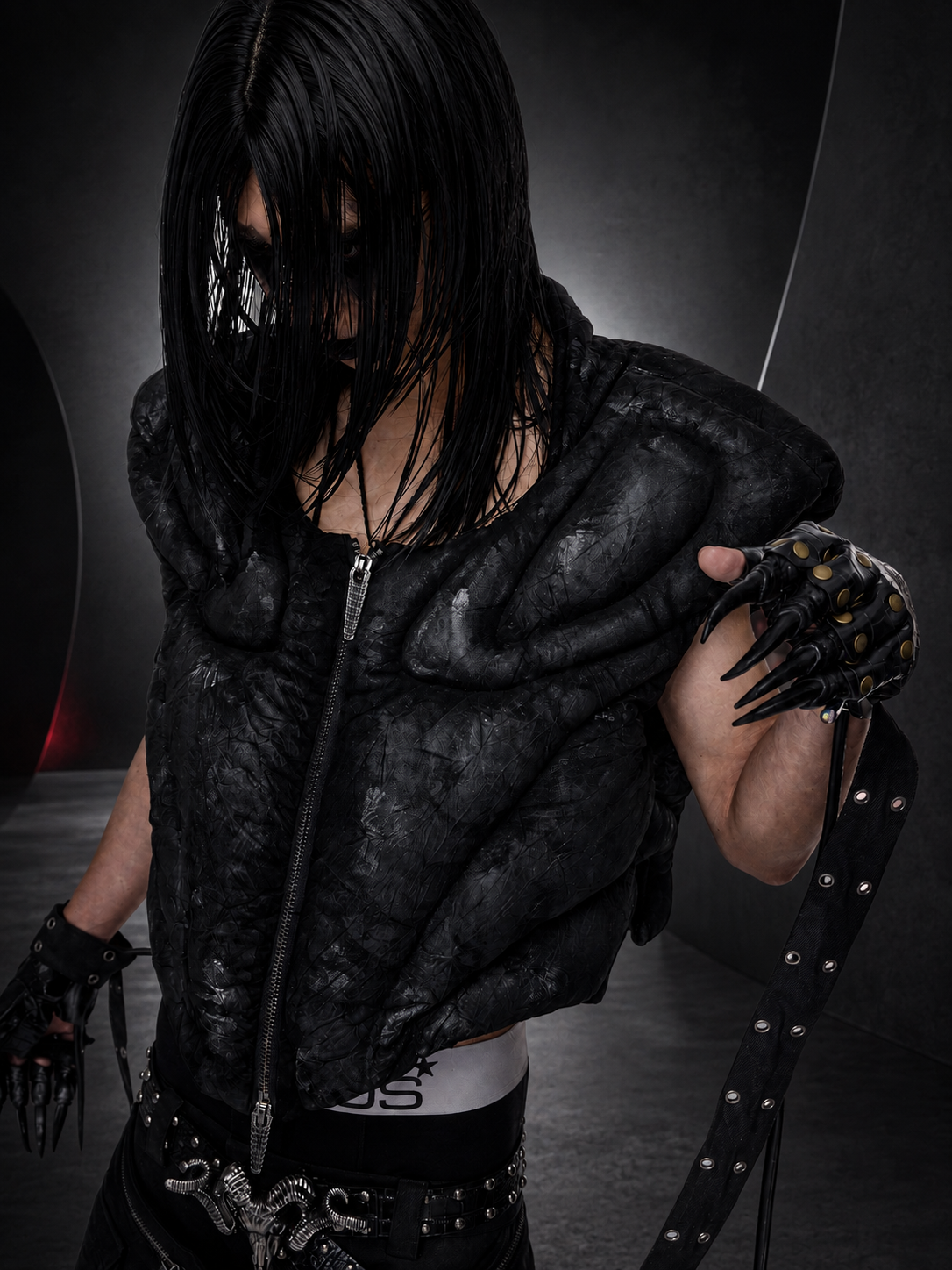 DARK RTPS 26AW METALLIC COATED ARMOR PANELLED 3D CROPPED VEST Main image