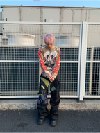 CAMO WAFFLE SKULL PRINT HOCKEY JERSEY LONG SLEEVE TEE