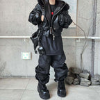 DARKPTPTS WAXED DENIM DISTRESSED CARGO PANTS