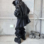 DARKPTPTS WAXED DENIM DISTRESSED CARGO PANTS