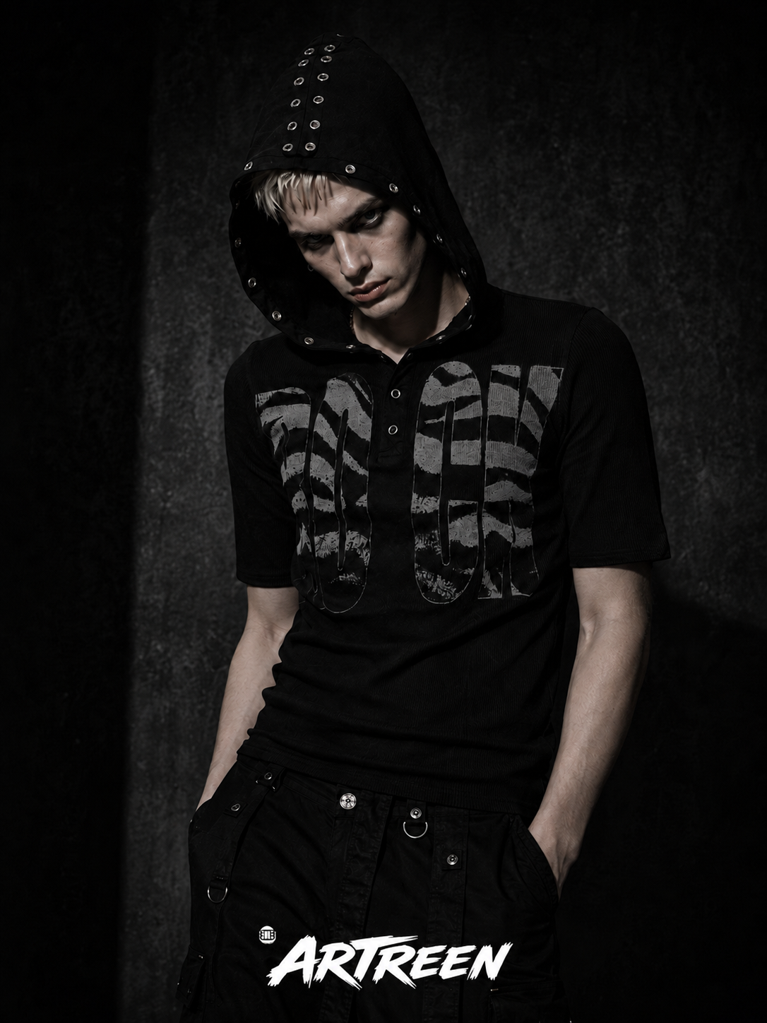 DARK STYLE TIGER PRINT UNISEX HOODIE Main image