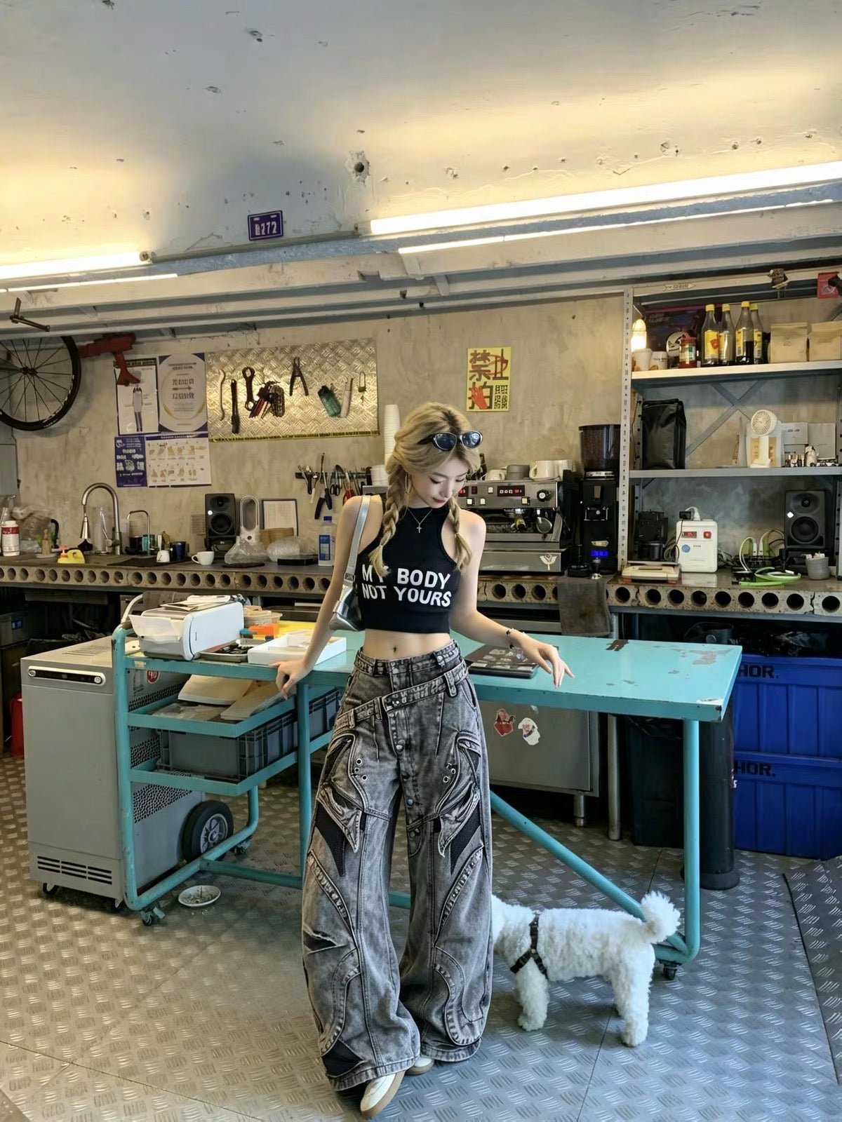 HEAVY-DUTY WASTELAND-STYLE ASYMMETRIC LAYERED DENIM JEANS Secondary image