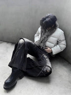 HEAVYWEIGHT WASHED PATCHWORK WIDE-LEG JEANS