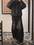 HEAVYWEIGHT WASHED PATCHWORK WIDE-LEG JEANS