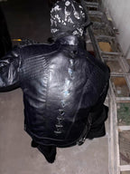 SILVER METAL BONE NICHE OVERSIZED LEATHER JACKET