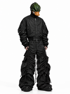 DARK NICHE STRUCTURED PLEATED WAXED HEAVYWEIGHT BAGGY JEANS