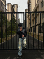 DOUBLE‑CROCODILE SHARK RIVET WASHED BOXY HOODIE