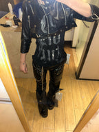 HEAVYWEIGHT PUNKSTYLE PU LEATHER SKINNY PANTS WITH DETACHABLE SLEEVES