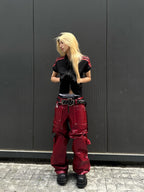 DISTRESSED CROSS DOUBLE‑LAYER COWHIDE BELT