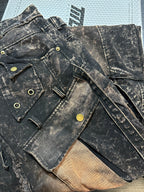 WASTERED MULTI‑POCKET RIVET DETAIL WIDE‑LEG CARGO PANTS