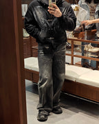 DOUBLE‑CROCODILE SHARK RIVET WASHED BOXY HOODIE