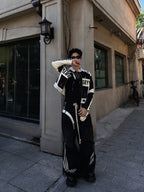 STAND COLLAR SPLICED RACING SUIT SHORT BIKER PU LEATHER JACKET